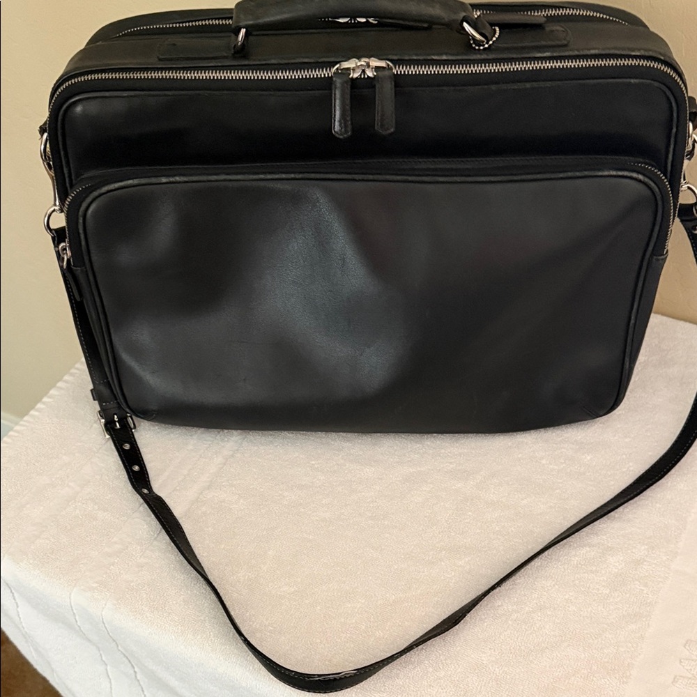 Coach Black Leather Briefcase Shoulder Bag